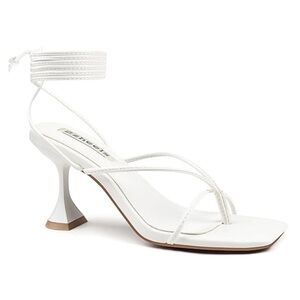 (H5) Zzheels Square Toe Lace-Up Chunky Heel Strappy Sandals,Various Sizes White